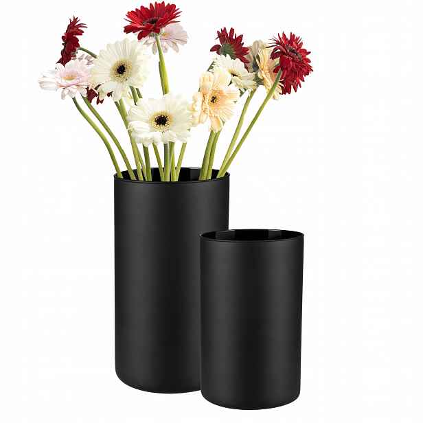 Sada Váz Černý Mat Cylinder Tuba H-21,5 cm H-29 cm Dekorace Ozdoba
