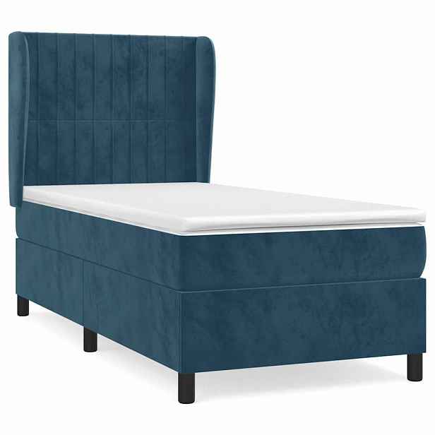 vidaXL Box spring postel s matrací tmavě modrá 100x200 cm samet