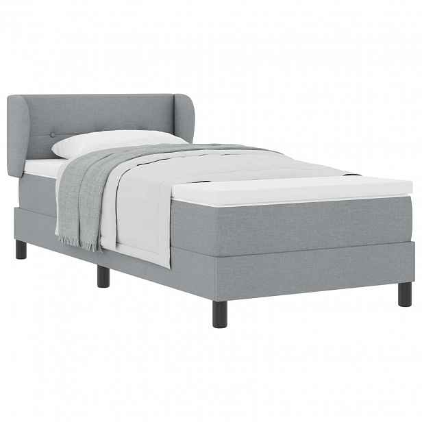 vidaXL Postel s boxspringem s čelo Světle šedá 80 x 200 cm textil