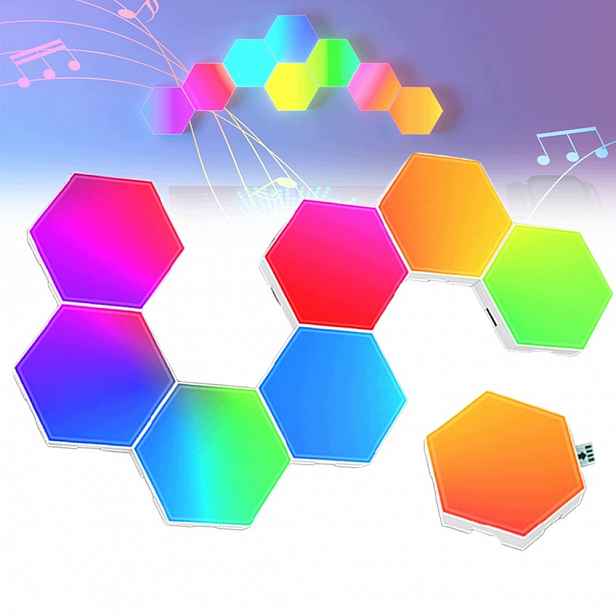 Dálkově Ovládaná Herní Lampa Hexagon Nástěnná Dekorace Led Rgb 8X