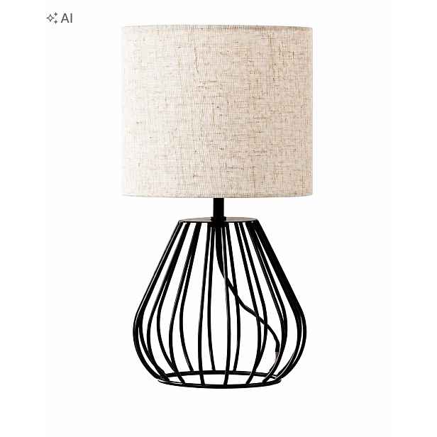 Noční lampa Edishine stolní E14 černá loftová stínidlo lněná Led žárovka