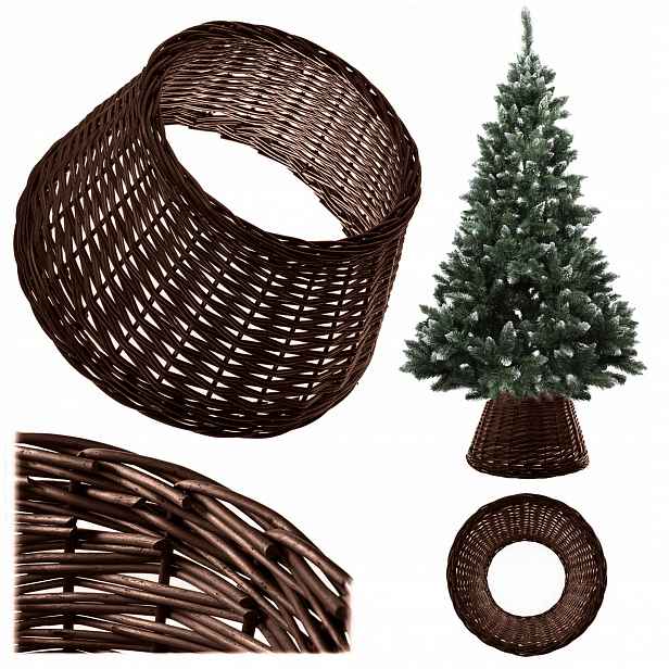 Proutěná Krytka Na Stojan Pod Vánoční Stromeček 55 cm Obal Koš Na Stojan Hnědý