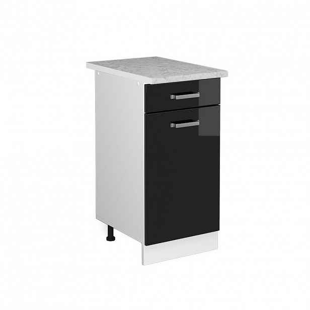 Vicco UNIVERZÁLNÍ ZÁKLADNÍ JEDNOTKA R-Line Černý vysoký lesk 40 cm se zásuvkou, s pracovní deskou
