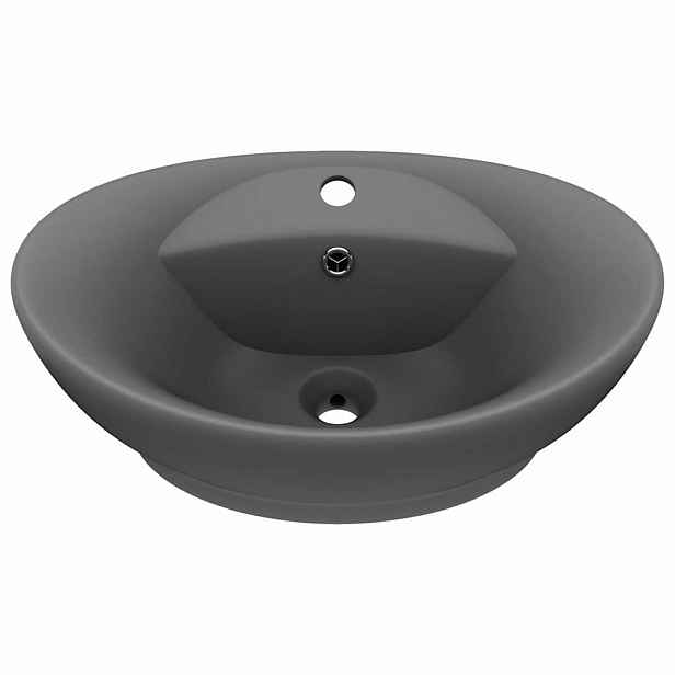 vidaXL Luxusní umyvadlo přepad oválné tmavě šedé 58,5 x 39 cm keramika