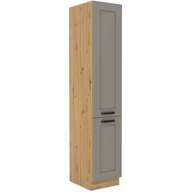 Vysoká potravinová skříňka Luna 40 DK-210 2F Barva korpusu: Dub artisan, Barva dvířek: Clay Grey