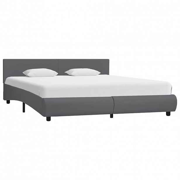 vidaXL Rám postele s LED světlem šedý umělá kůže 180 x 200 cm