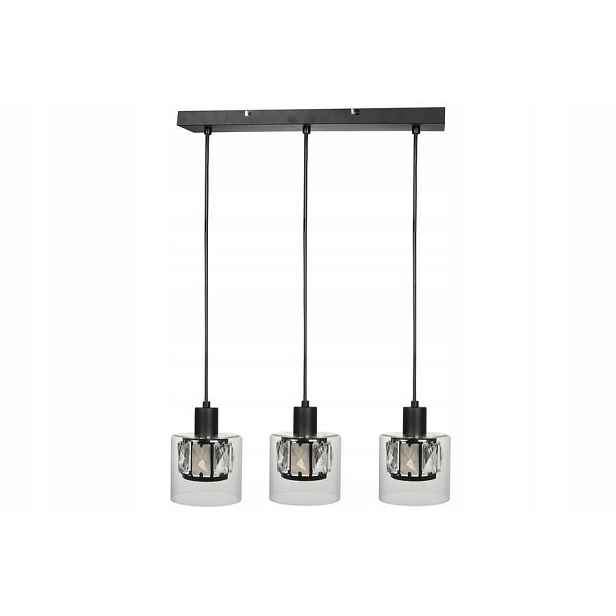 Závěsná lampa glamour trojitá černá skleněná stínidla lišta 47 cm Reality