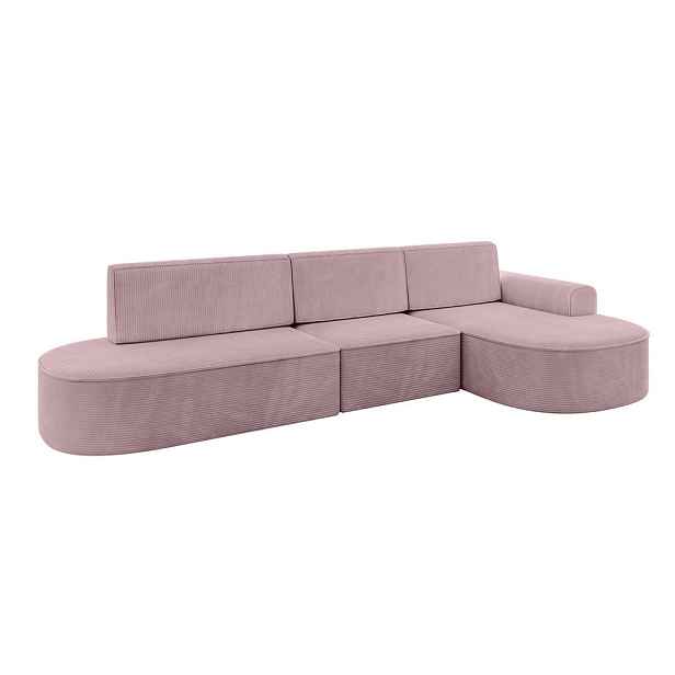 ALTDECOR ROHOVÁ SEDAČKA s funkcí spaní a otomanem, pravá MARI-L2-S 368x167x85 Růžová Manšestr