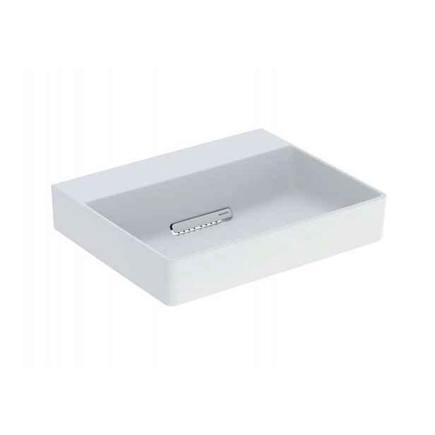 Geberit ONE - Umyvadlo na desku 50x41x14 cm, skrytý přepad, bez otvoru pro baterii, vodorovný odtok, matná bílá 505.025.00.1