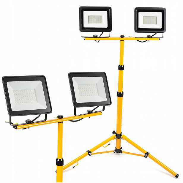 Halogenový Led reflektor 2x 100W Stavební stativ, barva studená bílá