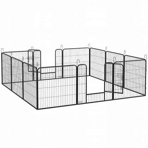 Ohrádka pro psa Štěňata Výběh Usedlost Klec 12 Panelů 80x80 cm PawHut