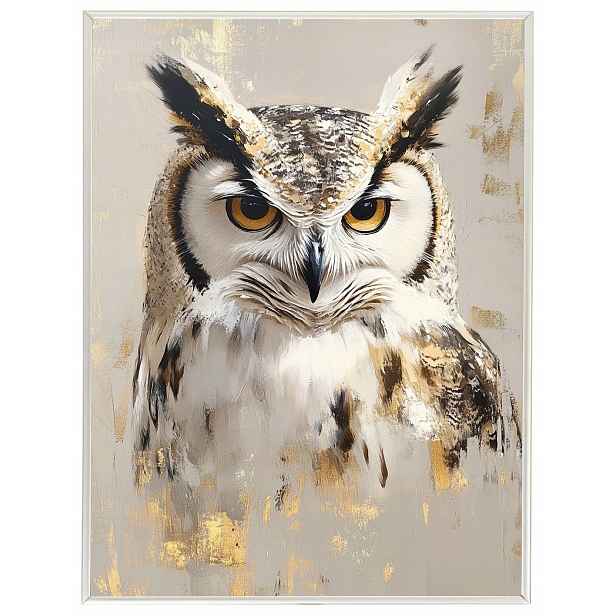 Plakát Rámeček Hliník Portrét Pták Sova Moudrost Boho Béžová Hnědá 60x80