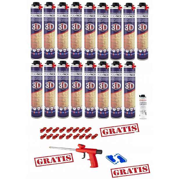 Pur Sprchová Pěna Polynor 3D 930 g Izolace Zateplení garáže 20 prvků