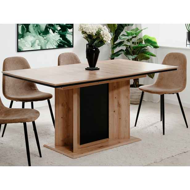 Rozkládací jídelní stůl Novella 160x90 cm, dub artisan/černý