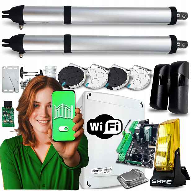 Set Pohon pro Dvoukřídlou Bránu 8 m Lampa 4 Ovladače Wifi Automat 400 Kg