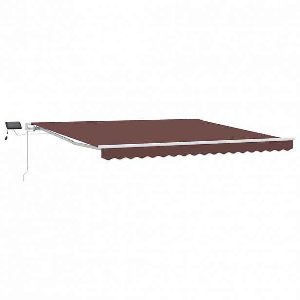 vidaXL Ručně zatahovací markýza s LED hnědá 400 x 300 cm