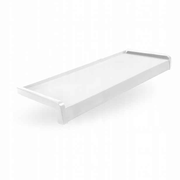 Vnější parapet ocelový s Alu Záslepkami, šířka 27,5 cm, délka 50 cm, Bílý