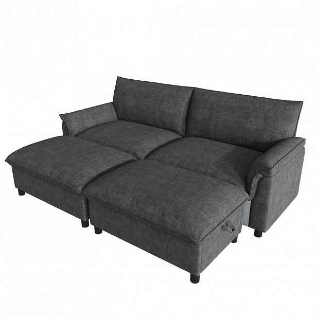 FLIEKS SEDACÍ SOUPRAVA, modulární, hluboký sed, černá, 216 cm
