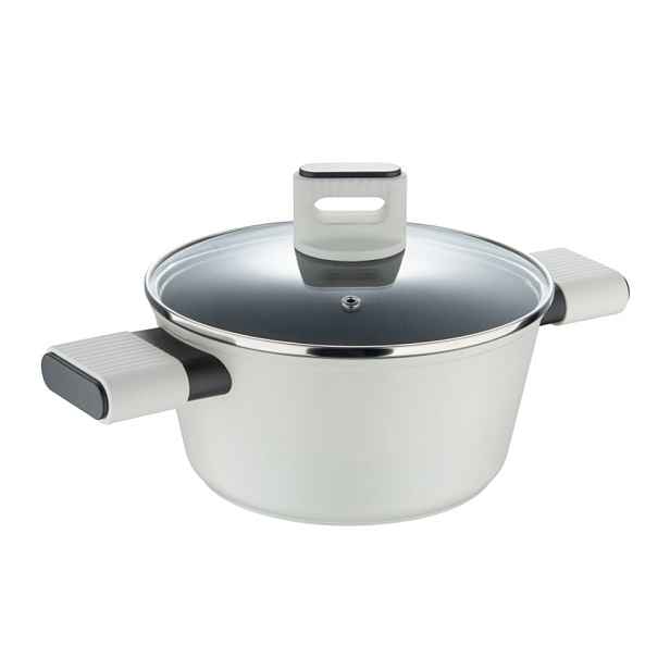 BERGNER Kastrol s poklicí s nepřilnavým povrchem LINES 20 cm šedobílá BG-56091-GY