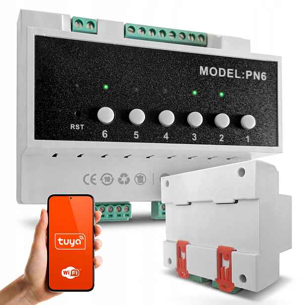 Elektrický reléový ovladač 6 kanálů 16A 230V Smart Home WiFi Tuya