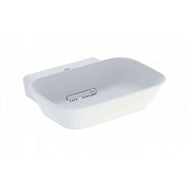 Geberit ONE - Umyvadlo na desku 50x43x15 cm, skrytý přepad, otvor pro baterii, vodorovný odtok, matná bílá 505.053.00.1