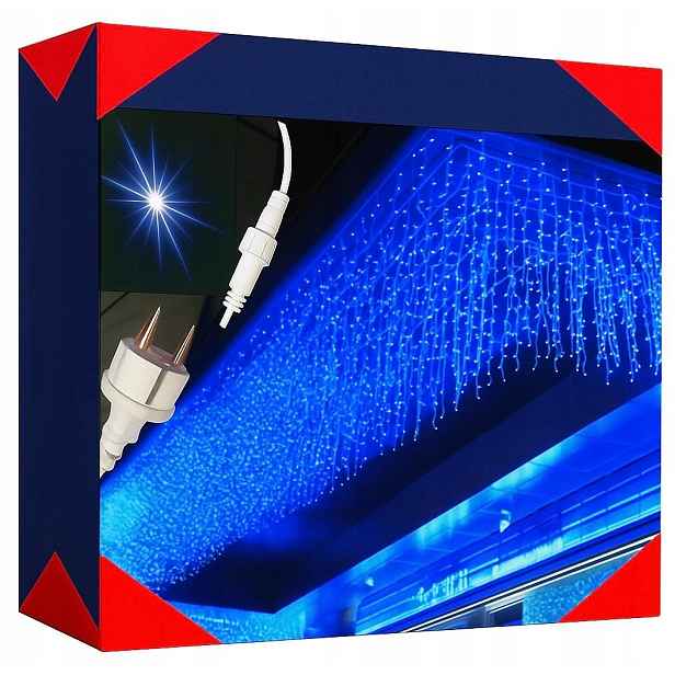 Rampouchy 500 Led Záclona Venkovní Osvětlení IP44 Flash Modrá 25 M