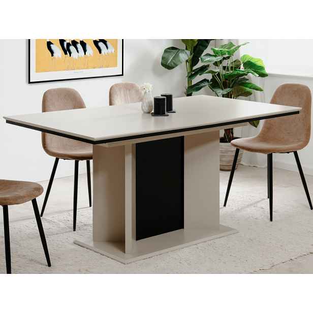 Rozkládací jídelní stůl Novella 160x90 cm, béžový/černý