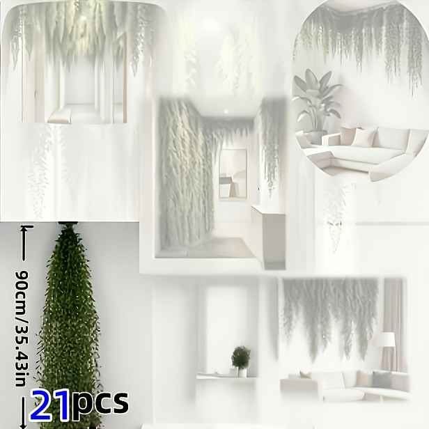 TEMU 21 ks Ultra-dlouhých luxusních listů vrb - Elegantní umělé zelené rostliny, umělá stálezelená závěsná popínavá rostlina, bohaté a jasně