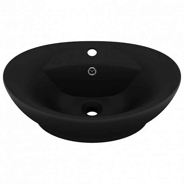 vidaXL Luxusní umyvadlo přepad oválné matné černé 58,5x39 cm keramika