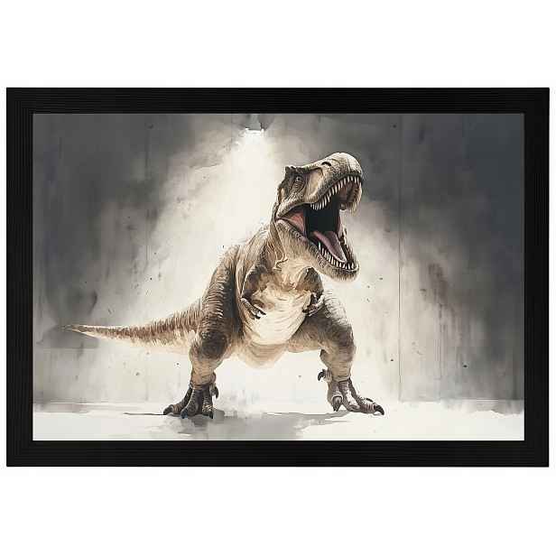 Plakát Rámeček Dřevo Dinosaurus T-rex Tyranosaurus Prehistorický 60x40