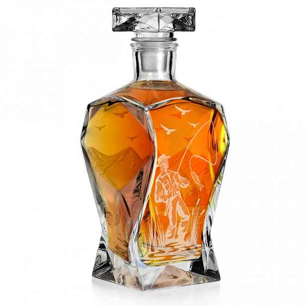 Skleněná karafa na koňakovou whisky s gravírováním „Rybářská“ 750 ml