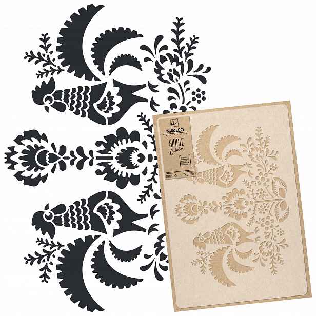 Malířská šablona Vícenásobná L 59x95 cm Dekor Folk Ornament Lovický Kohouti