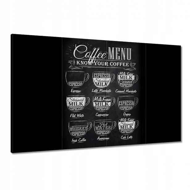 Obrazy 120x80 Cafee menu na černém pozadí