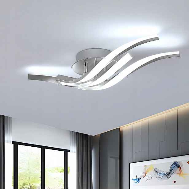 Stropní Led svítidlo závěsné stříbrné 6500K moderní do obývacího pokoje 24W