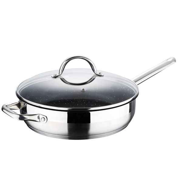 BERGNER Pánev s mramorovým povrchem a poklicí GOURMET 24 cm nerez BG-9846-MM
