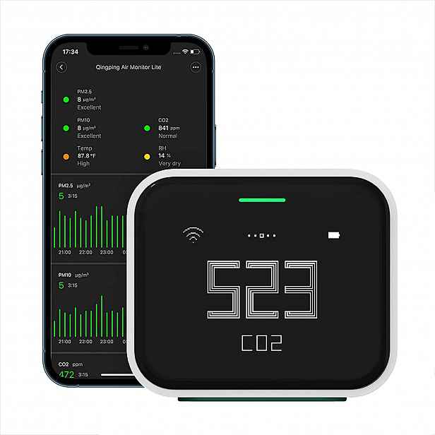 Detektor vzduchu Qingping Lite CO2 PM2.5 PM10 s displejem a aplikací