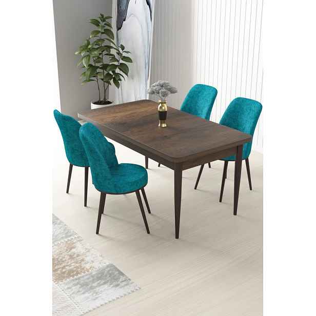 Dining Table & Chairs Set (5 Pieces) Nil - Baroque, Turquoise