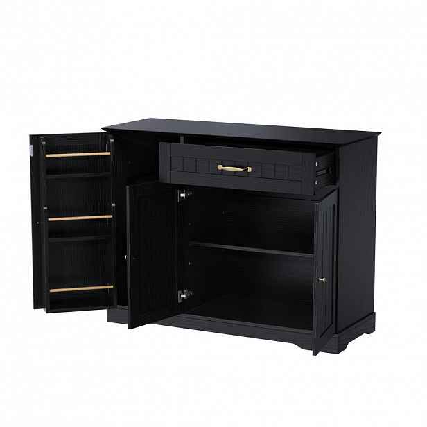 Modfu KOMODA z MDF 107x40x83.4 cm černá se 3 dvířky, zásuvkou a nastavitelnými policemi