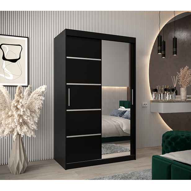 Šatní skříň Abi V2 Barva korpusu: Černá, Rozměry: 120 cm, Dveře: Černá