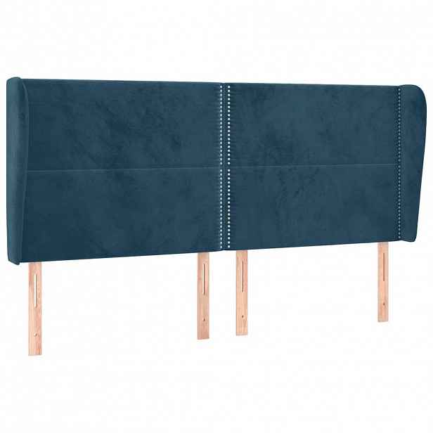 vidaXL Čelo postele typu ušák tmavě modrá 203x23x118/128 cm samet