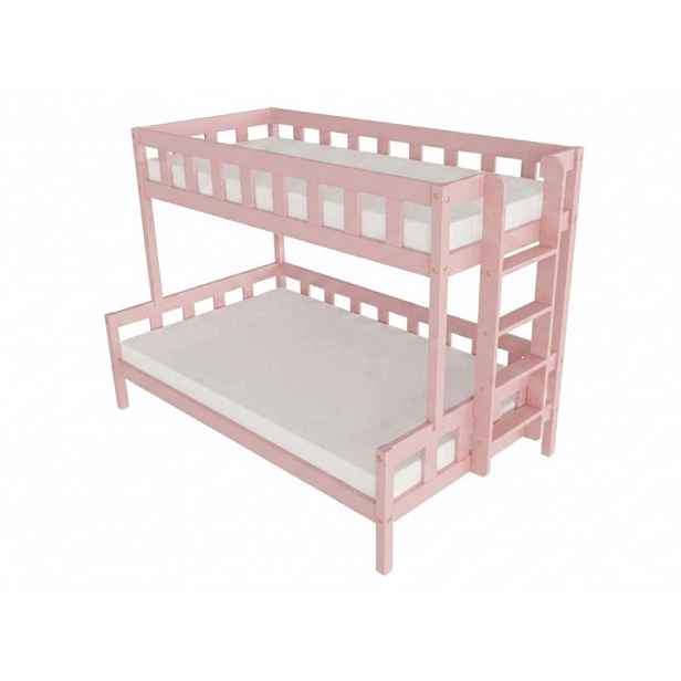 Benlemi Patrová postel PLOTTY s bočním žebříkem 90x200, 120x200 cm Zvolte barvu: Pastelově růžová, Zvolte šuplík: Bez šuplíku, Zvolte stranu: Vpravo