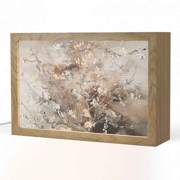 OnlyWow STOLNÍ LAMPA Mandlový květ - Umění - Van Gogh - Béžová - Abstraktní 30x20 cm