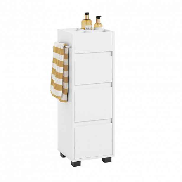 SoBuy NÍZKÁ KOUPELNOVÁ SKŘÍŇKA se 3 zásuvkami Bílá 33x30x90cm Minimalistický