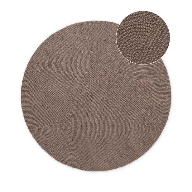Taupe ručně tkaný vlněný kulatý koberec ø 150 cm Calmio – Hanse Home