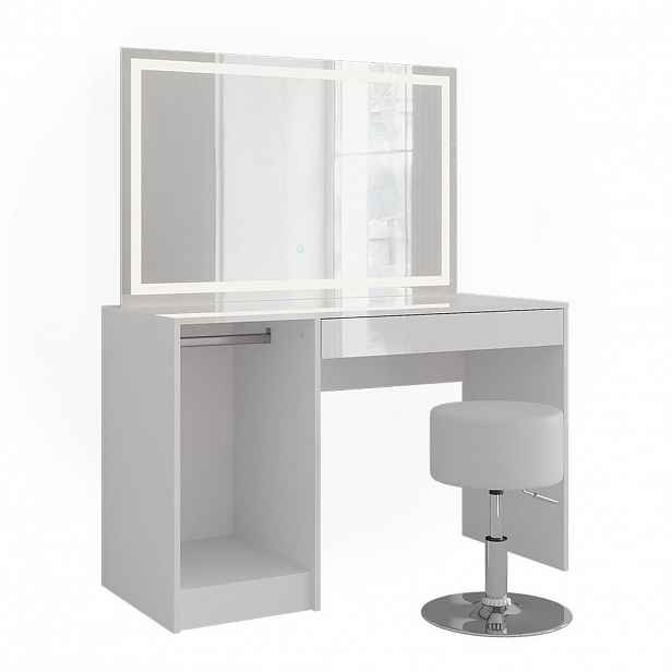 Vicco TOALETNÍ STOLEK Sherry Bílá/bílý vysoký lesk 119.8 cm s LED osvětlením a taburetem