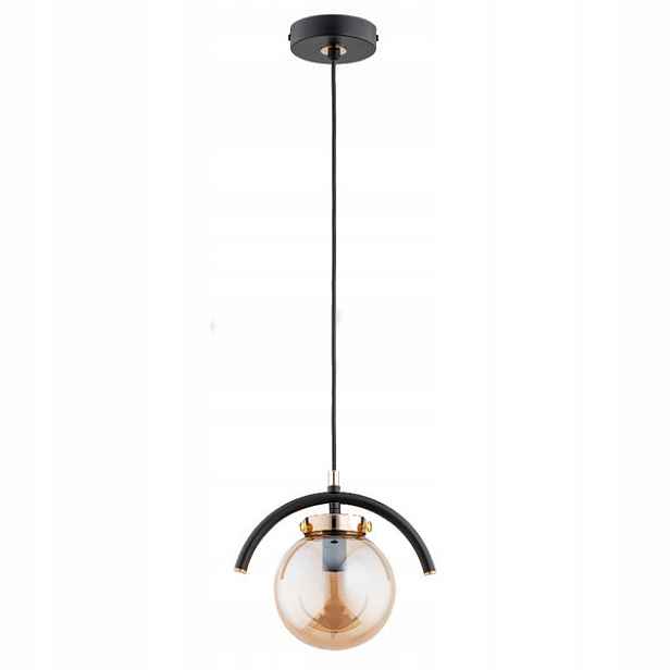 Závěsná lampa Korda černá zlatá skleněná koule E14 10W Alfa