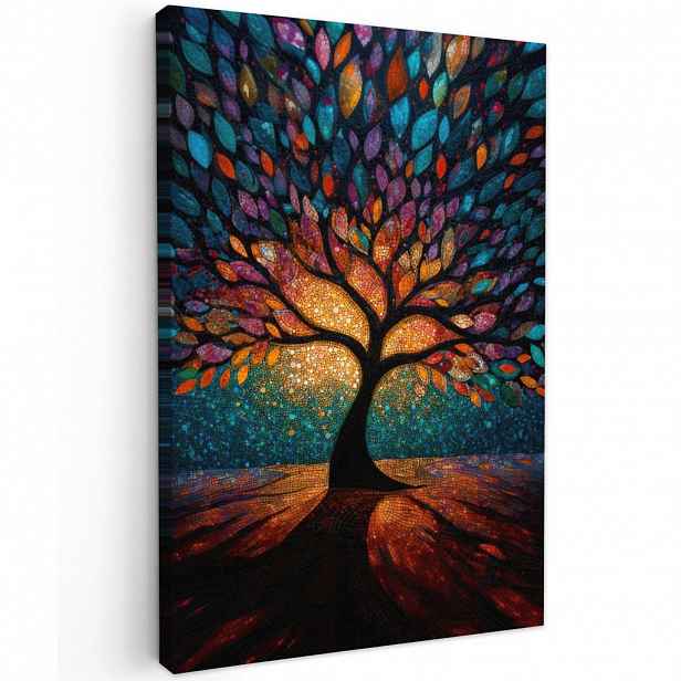 MuchoWow OBRAZ NA PLÁTNĚ Mozaika - barevné - strom - větve 20x30 cm