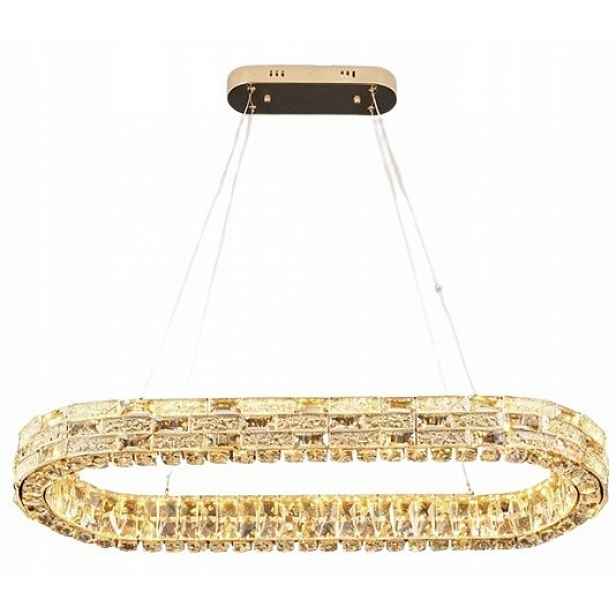 Stropní Led lampa Glamour Crystal Zlatá 93 cm oválná křišťál
