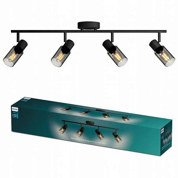 Stropní Svítidlo Reflektor Svítidlo 4x E14 Černá Palms Philips