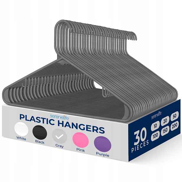 Věšák Na Oblečení Plastové Věšáky Šedé 30 Kusů Stabilní Serenelife